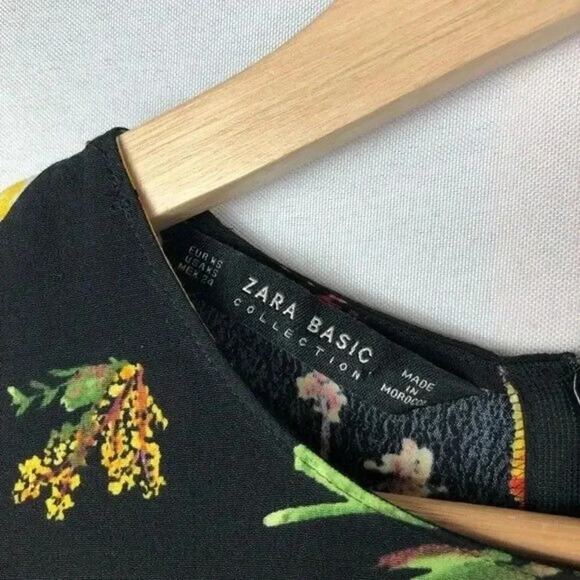 Zara Floral Print Mini 3/4 Sleeve Fit & Flare Dress XS - Picture 8 of 8